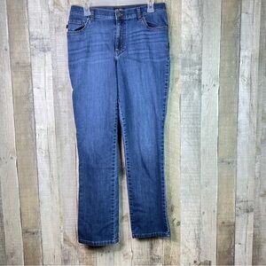 Lee Size 10 Relaxed Fit Straight Leg Distressed Medium Blue Denim Stretc…